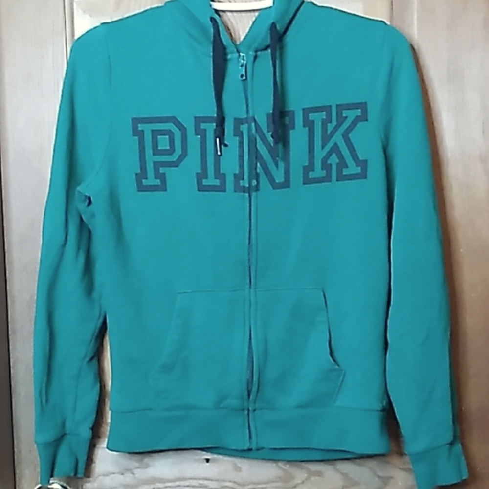 Victoria's Secret PINK Zip Up Green Hoodie Size XS